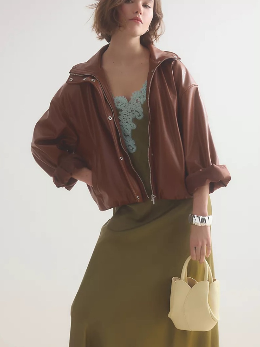 Pilcro Cohen Funnel Neck Bomber Jacket on Sable - Picture 5 of 5